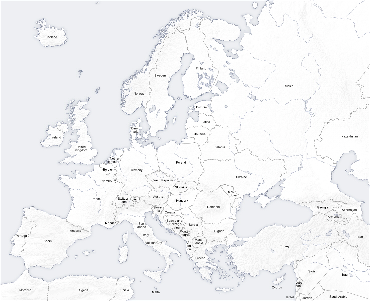 Map of European countries
